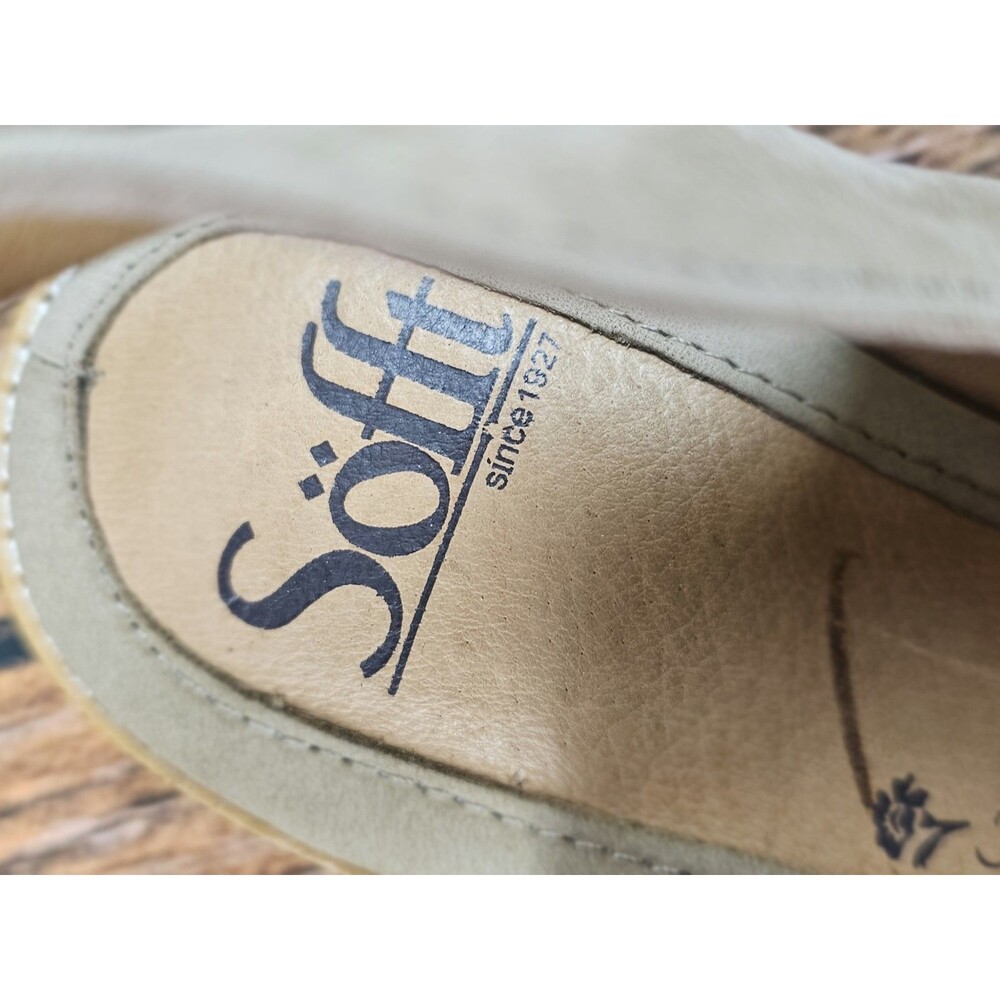 Sofft Nerissa Gray Taupe Sandal Womens 7.5 Low Block Heel Leather Buckle Comfort - Picture 6 of 11